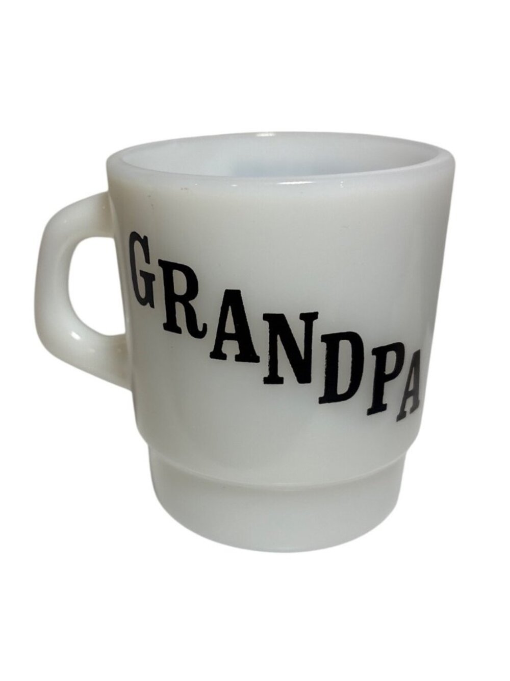 Vintage Termocrisa White Milk Glass Mug With Grandfather Poem Design